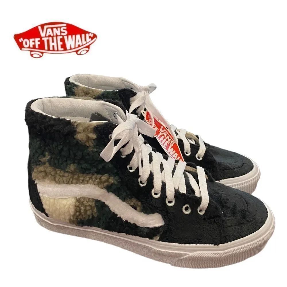 NEW Vans Women's Men's Sk8-Hi Sherpa Camo Black Tennis Shoes Sneakers